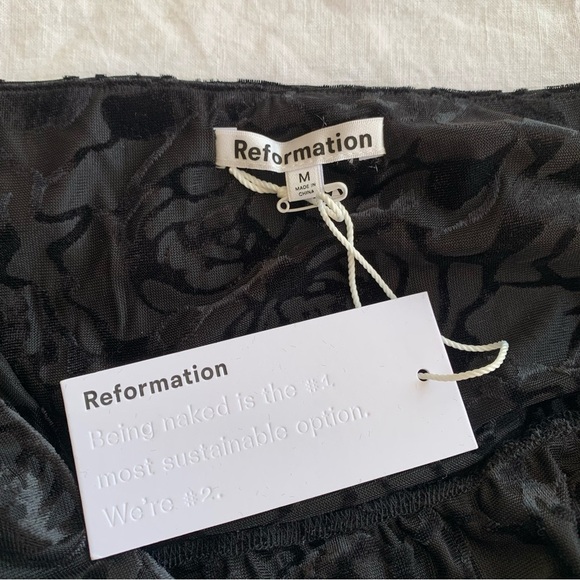 NWT Reformation Cello Knit Off Shoulder Floral Blouse Top Black Rose Velvet - Picture 5 of 8